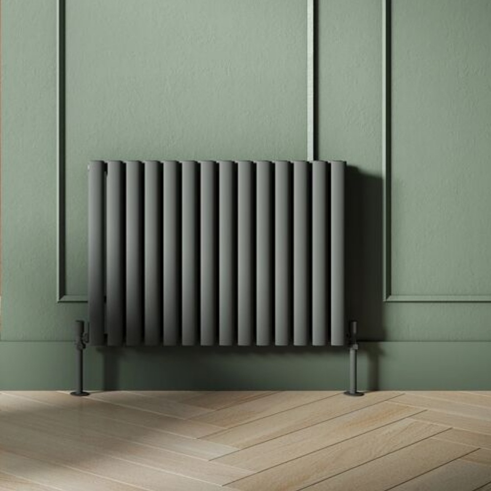 JTP Primo Anthracite 600mm x 840mm Oval Panel Horizontal Designer Radiator Lifestyle 2